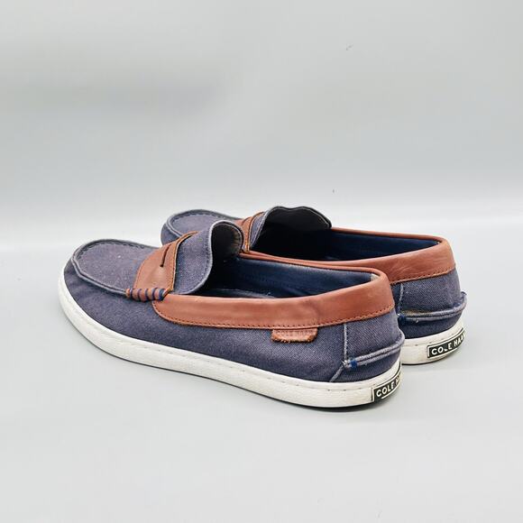 Cole Haan Shoes Men 10 Blue Canvas Grand OS Slip On Penny Loafers Casual Comfort main image 8